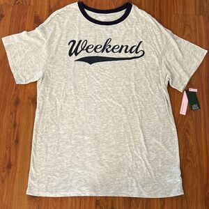 NWT White fable "weekend" heather Gray graphic sleep shirt t shirt  S